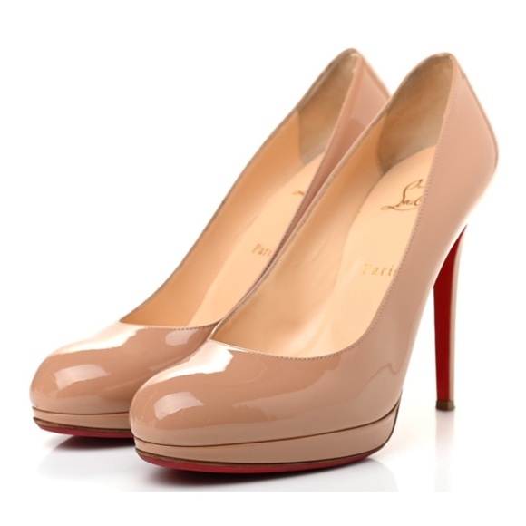 Christian Louboutin Nude Beige New Simple Patent Pumps Heels Shoes 37.5 - Picture 1 of 16